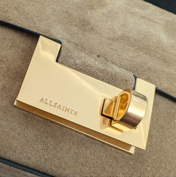 All Saints Suede Frankie Suger Hero Crossbody Bag + Dust Bag Nwt ❤️ - Picture 8 of 12